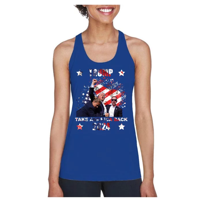 Trump Assassination Attempt Take America Back 2024 Women's Racerback Tank