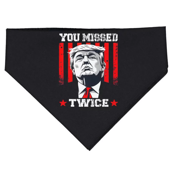 Trump Assassination Attempt Trump 2024 You Missed Twice USA-Made Doggie Bandana