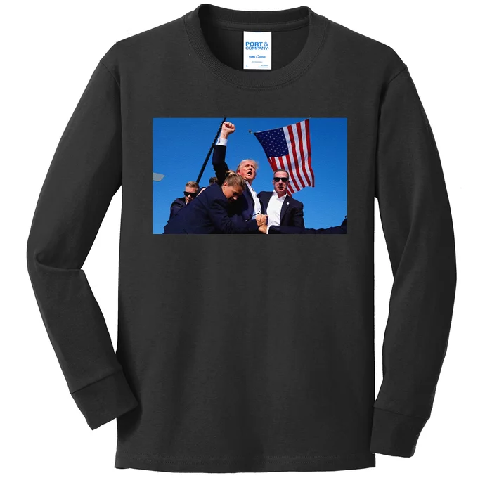 Trump Assassination Attempt Fight! Kids Long Sleeve Shirt