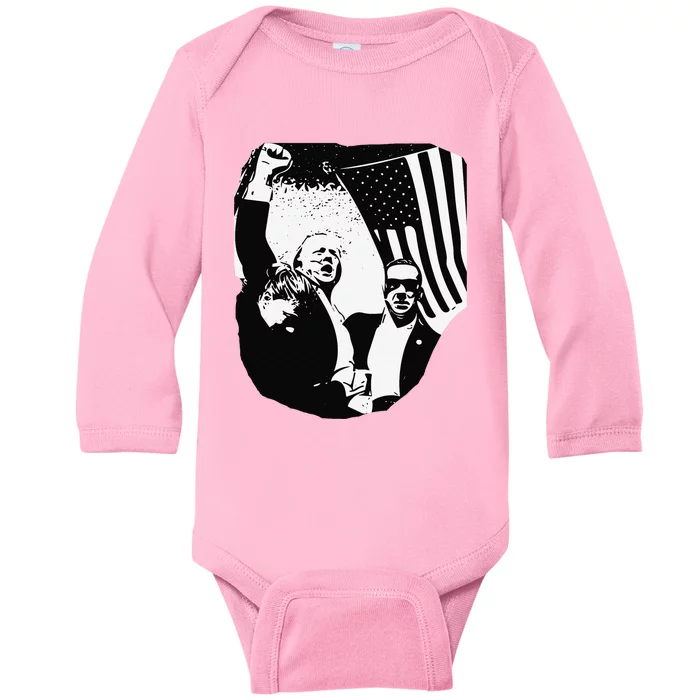 Trump Assassination Attempt Photo 2024 Baby Long Sleeve Bodysuit