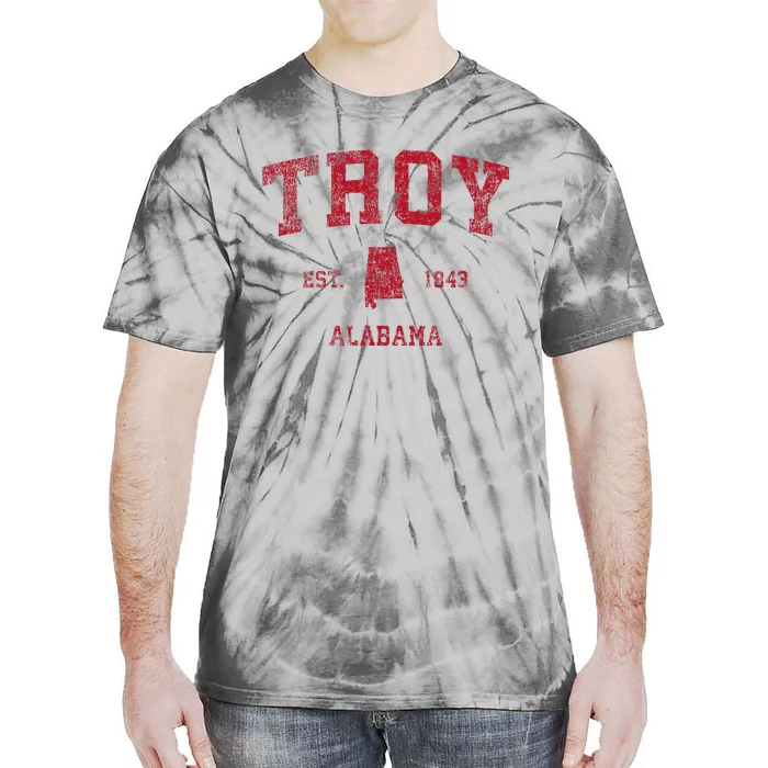 Troy Alabama Al Vintage Sports Design Red Print Tie-Dye T-Shirt