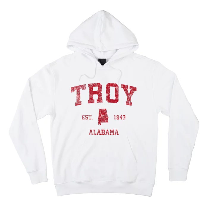 Troy Alabama Al Vintage Sports Design Red Print Hoodie