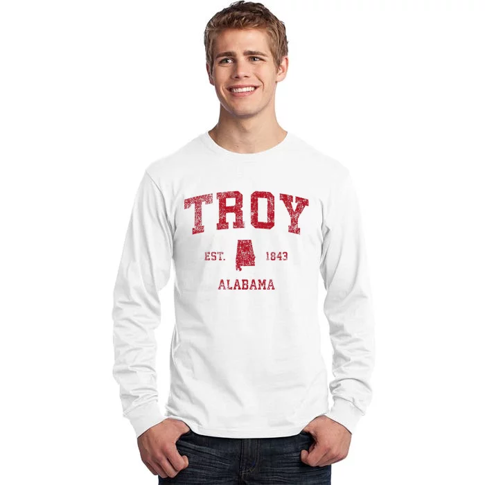 Troy Alabama Al Vintage Sports Design Red Print Tall Long Sleeve T-Shirt