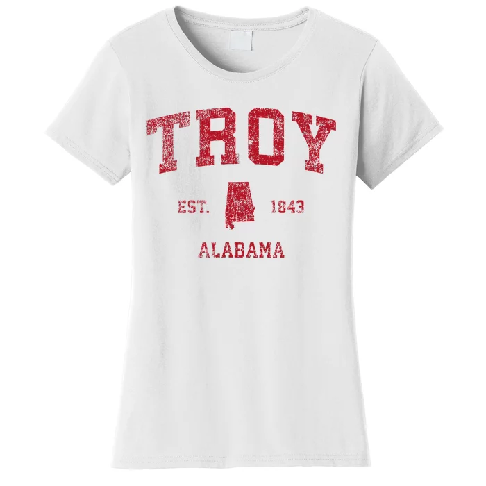 Troy Alabama Al Vintage Sports Design Red Print Women's T-Shirt