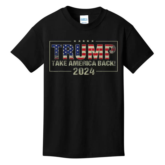 Take America Back American Flag Trump 2024 Kids T-Shirt