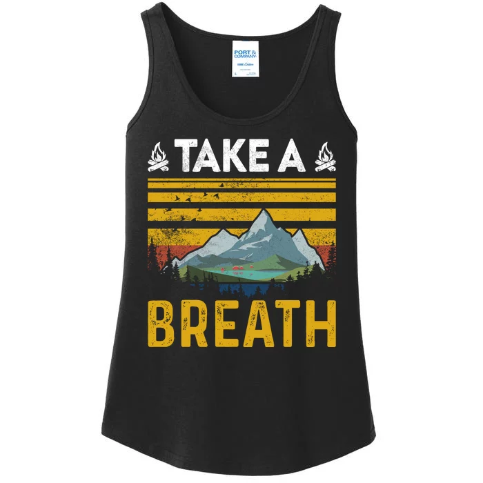 Take A Breath Vintage Retro Camping Life Ladies Essential Tank