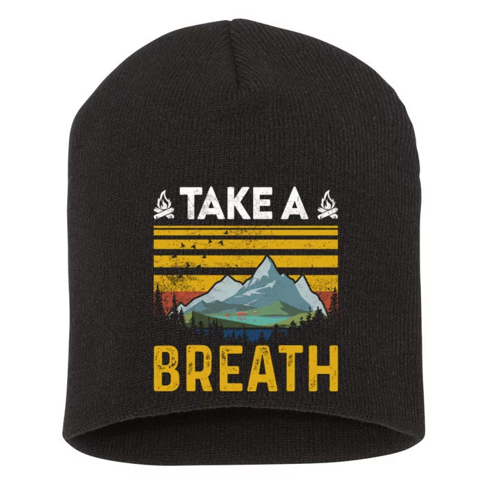 Take A Breath Vintage Retro Camping Life Short Acrylic Beanie