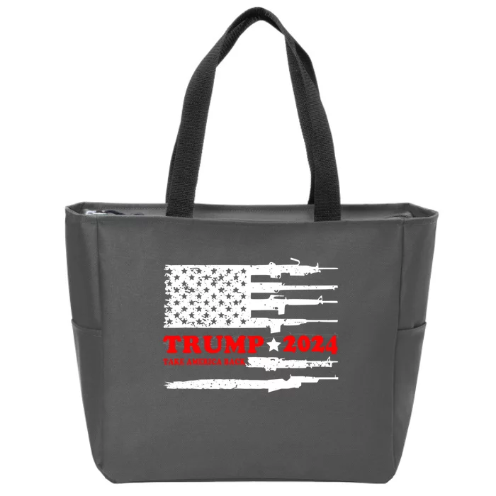 Take America Back American Flag Donald Trump 2024 Zip Tote Bag