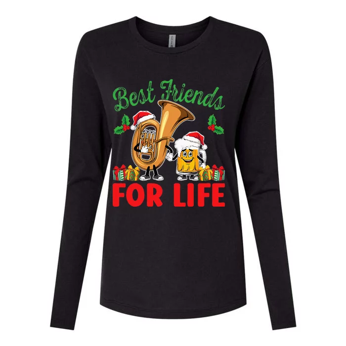 Tuba And Beer Best Friends Christmas Tuba Music Lover Xmas Womens Cotton Relaxed Long Sleeve T-Shirt