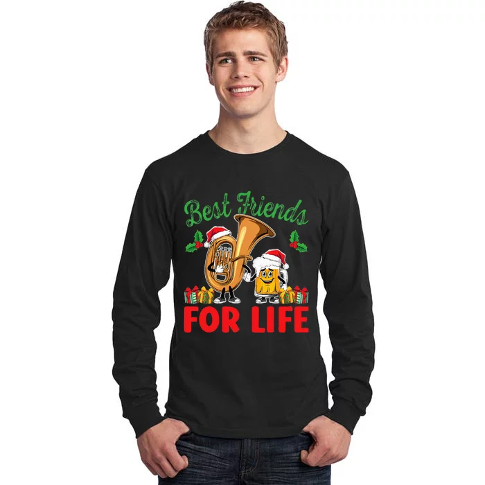 Tuba And Beer Best Friends Christmas Tuba Music Lover Xmas Tall Long Sleeve T-Shirt