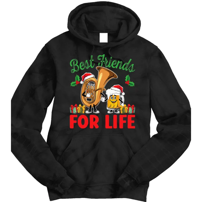 Tuba And Beer Best Friends Christmas Tuba Music Lover Xmas Tie Dye Hoodie