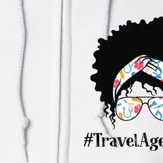 Travel Agent Black Afro Messy Bun African American Full Zip Hoodie