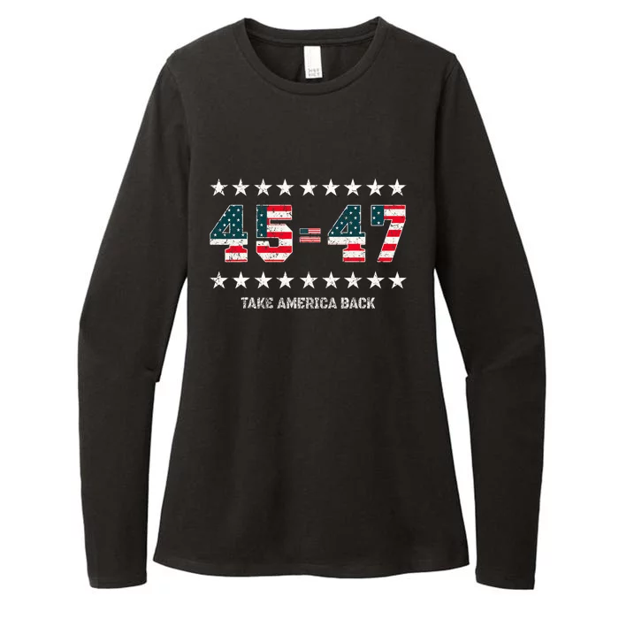 Take America Back Trump 2024 Stars 45 47 Usa President Womens CVC Long Sleeve Shirt