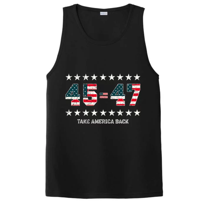 Take America Back Trump 2024 Stars 45 47 Usa President Performance Tank