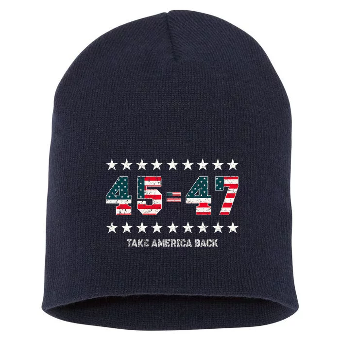 Take America Back Trump 2024 Stars 45 47 Usa President Short Acrylic Beanie