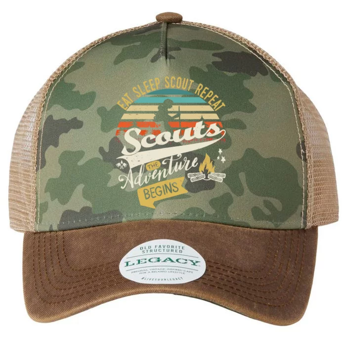 The Adventure Begins | Eat Sleep Scout Repeat | Funny Scout Legacy Tie Dye Trucker Hat