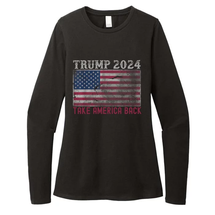 Take America Back Vintage Faded Trump 2024 Womens CVC Long Sleeve Shirt