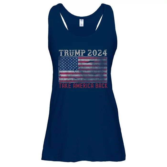 Take America Back Vintage Faded Trump 2024 Ladies Essential Flowy Tank