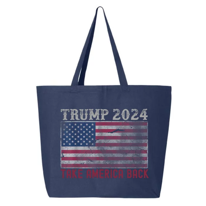 Take America Back Vintage Faded Trump 2024 25L Jumbo Tote