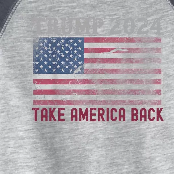 Take America Back Vintage Faded Trump 2024 Toddler Fine Jersey T-Shirt