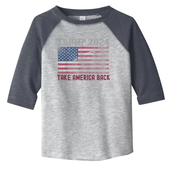 Take America Back Vintage Faded Trump 2024 Toddler Fine Jersey T-Shirt