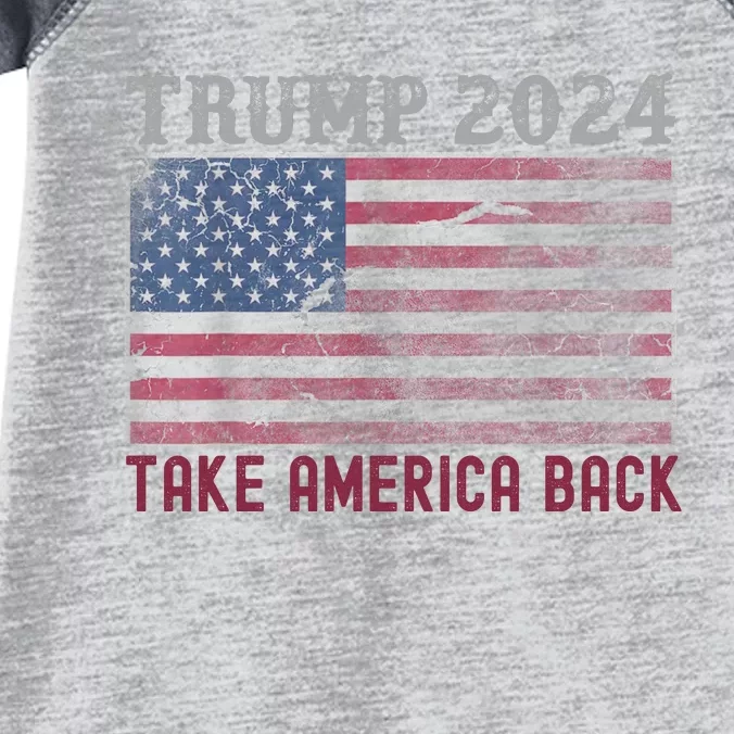 Take America Back Vintage Faded Trump 2024 Infant Baby Jersey Bodysuit