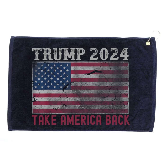 Take America Back Vintage Faded Trump 2024 Grommeted Golf Towel