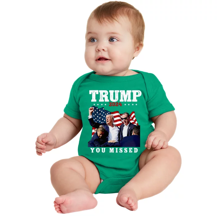 Trump Assasination Bloody Ear Bleeding Butler Pa Trump Baby Bodysuit