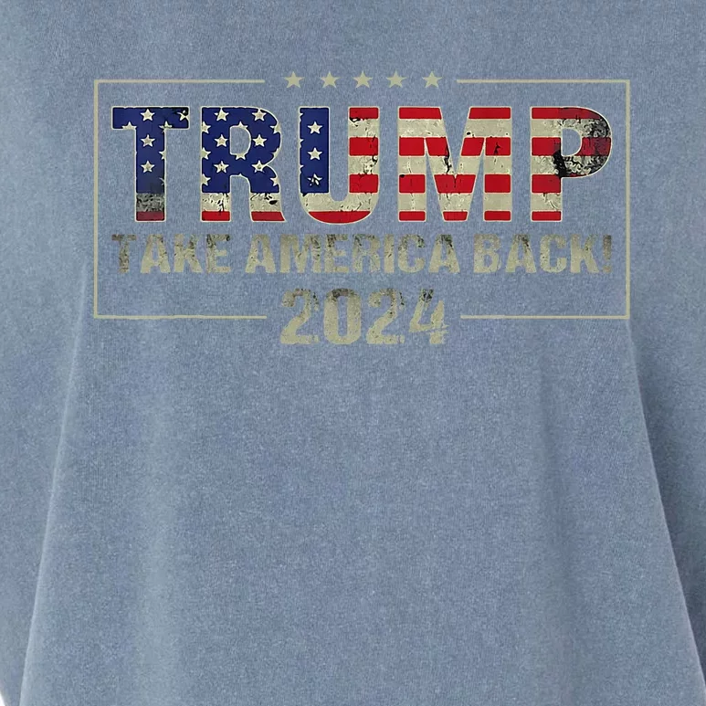 Take America Back American Flag Trump 2024 Garment-Dyed Women's Muscle Tee