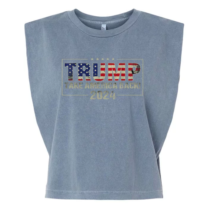 Take America Back American Flag Trump 2024 Garment-Dyed Women's Muscle Tee