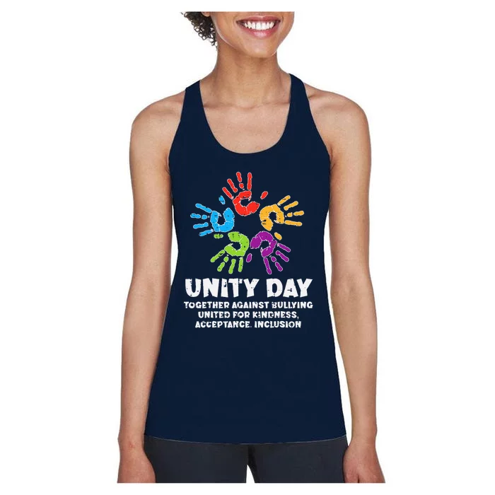 Together Against Bullying Orange Anti Bullying Unity Day Women's Racerback Tank