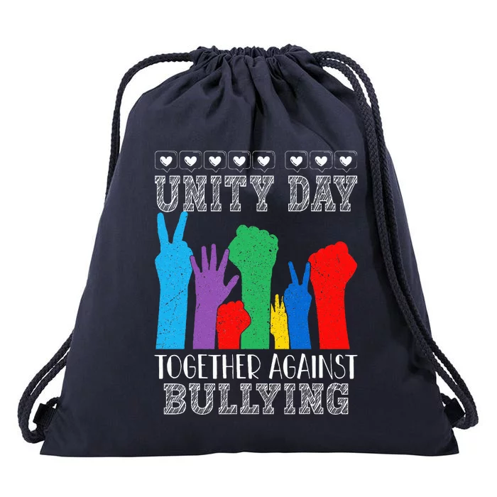 Together Against Bullying Orange Anti Bully Unity Day Drawstring Bag