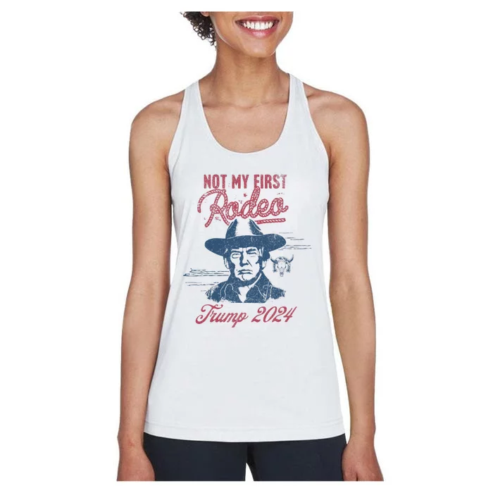 Take America Back Trump Cowboy Rodeo Election 2024 Women's Racerback Tank