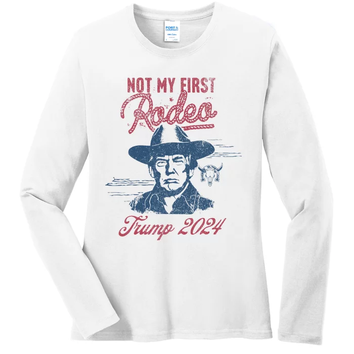 Take America Back Trump Cowboy Rodeo Election 2024 Ladies Long Sleeve Shirt