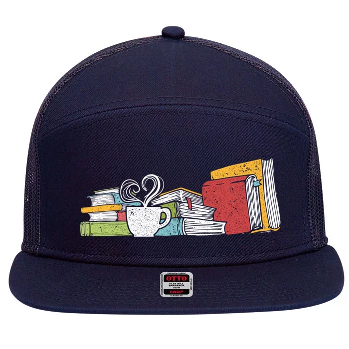 Tea And Book Reading Gift 7 Panel Mesh Trucker Snapback Hat