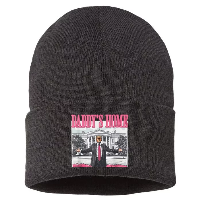 Take America Back Daddys Home Trump Pink 2024 Sustainable Knit Beanie