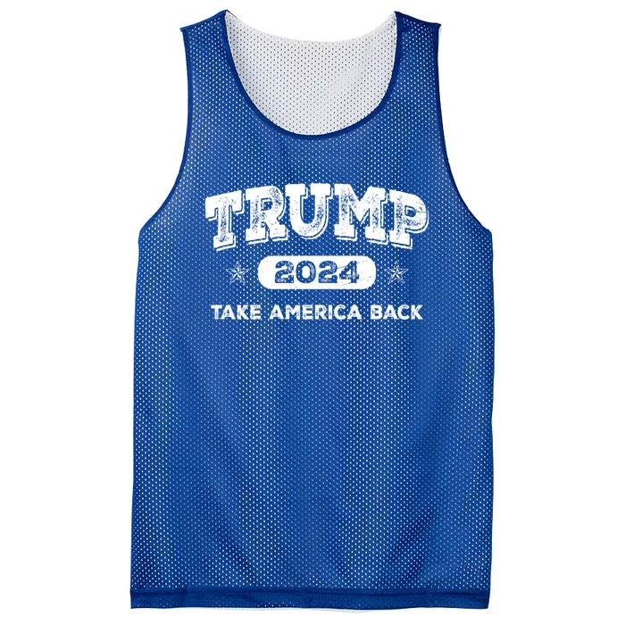 Take America Back American Flag Trump 2024 Funny Gift Meaningful Gift Mesh Reversible Basketball Jersey Tank