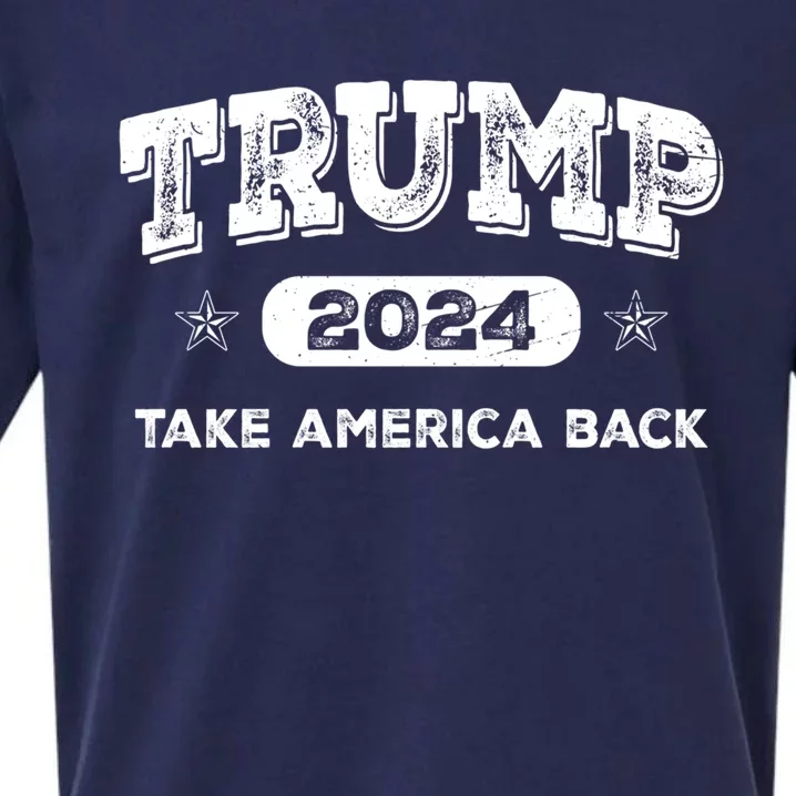 Take America Back American Flag Trump 2024 Funny Gift Meaningful Gift Sueded Cloud Jersey T-Shirt