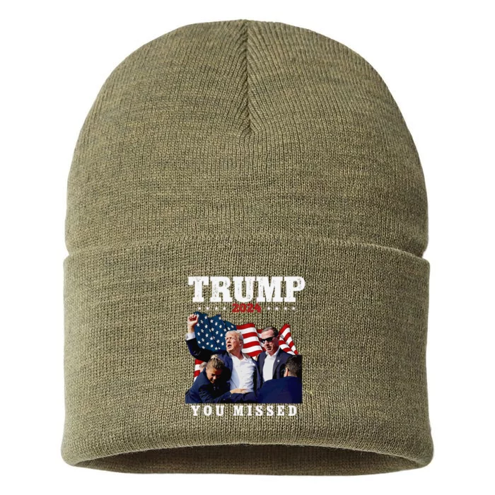 Trump Assasination Bloody Ear Bleeding Butler Pa Trump Sustainable Knit Beanie