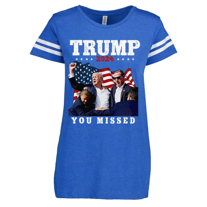 Trump Assasination Bloody Ear Bleeding Butler Pa Trump Enza Ladies Jersey Football T-Shirt