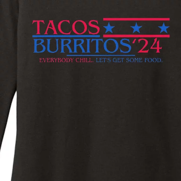 Tacos And Burritos 2024 Election Funny Womens CVC Long Sleeve Shirt