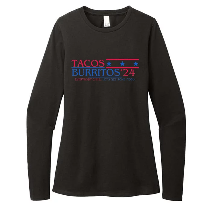 Tacos And Burritos 2024 Election Funny Womens CVC Long Sleeve Shirt