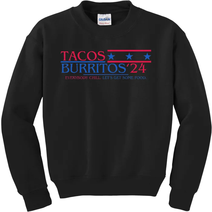 Tacos And Burritos 2024 Election Funny Kids Sweatshirt