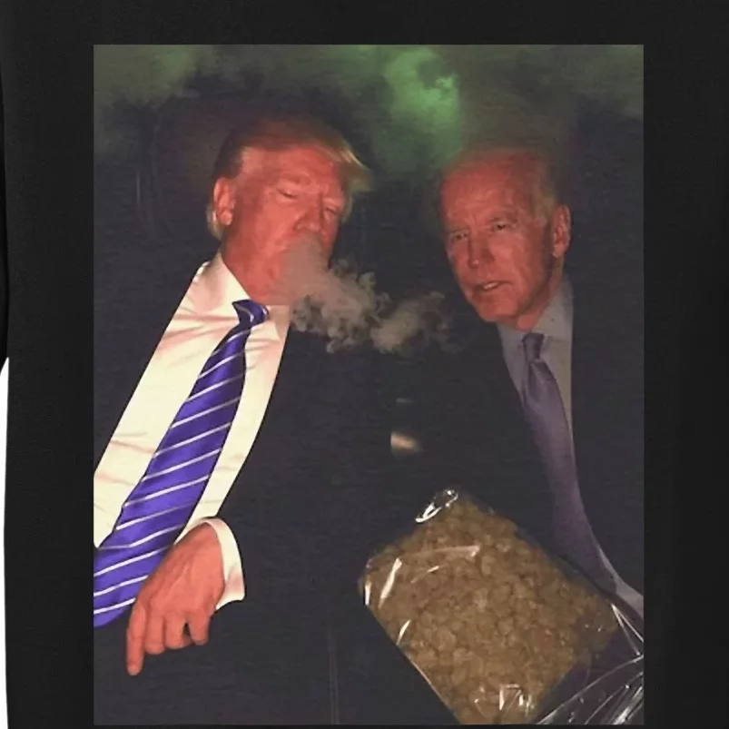 Trump And Biden Smoking Weed  Funny Politics Tall Sweatshirt