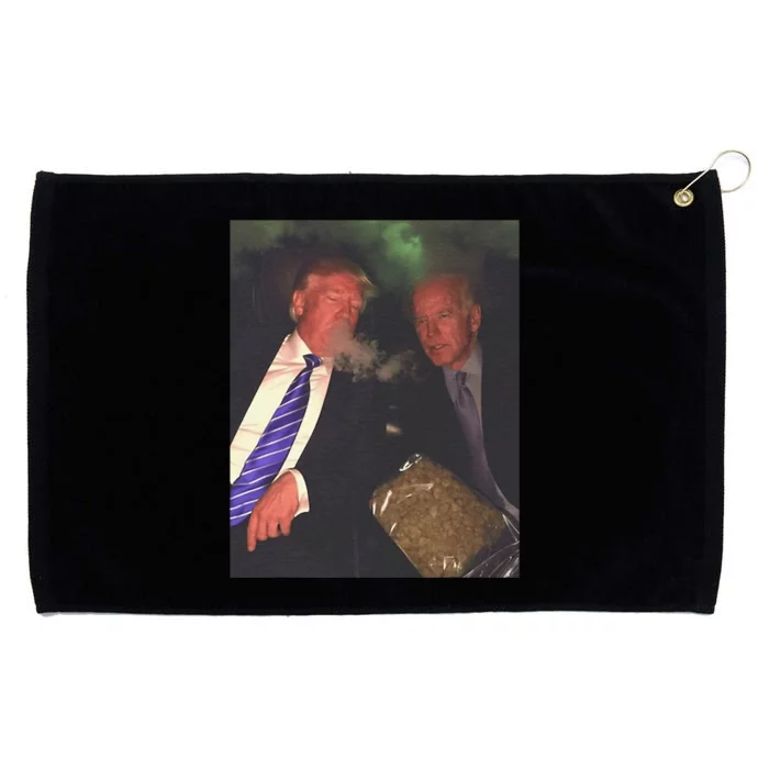 Trump And Biden Smoking Weed  Funny Politics Grommeted Golf Towel