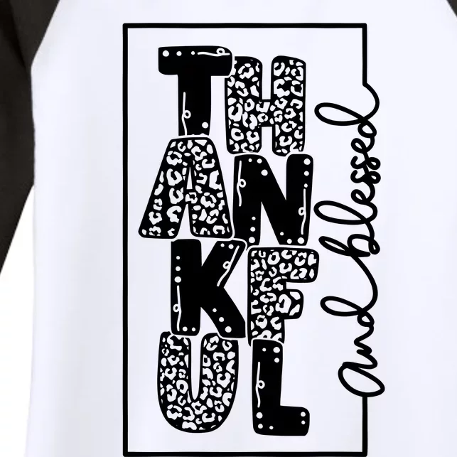 Thankful And Blessed Leopard Cheetah Pumpkin Women's Tri-Blend 3/4-Sleeve Raglan Shirt