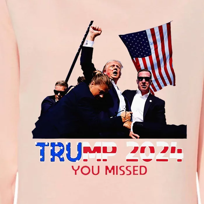 Trump Assasination Bloody Ear Butler You Missed Trump Womens California Wash Sweatshirt