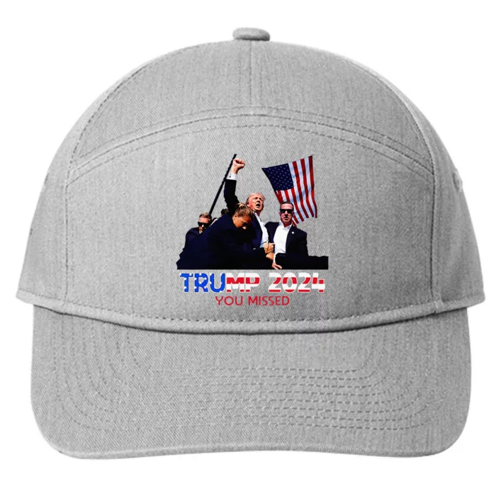 Trump Assasination Bloody Ear Butler You Missed Trump 7-Panel Snapback Hat