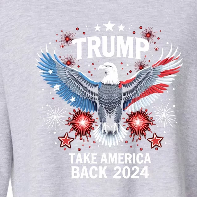 Take America Back American Flag Trump 2024 Bold Eagle Gift Cropped Pullover Crew