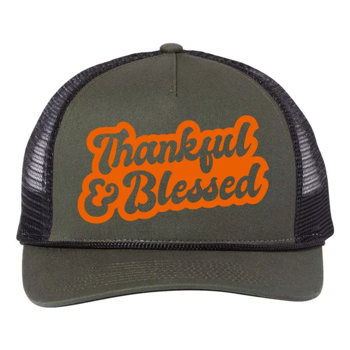 Thankful And Blessed Thanksgiving Holiday Retro Rope Trucker Hat Cap